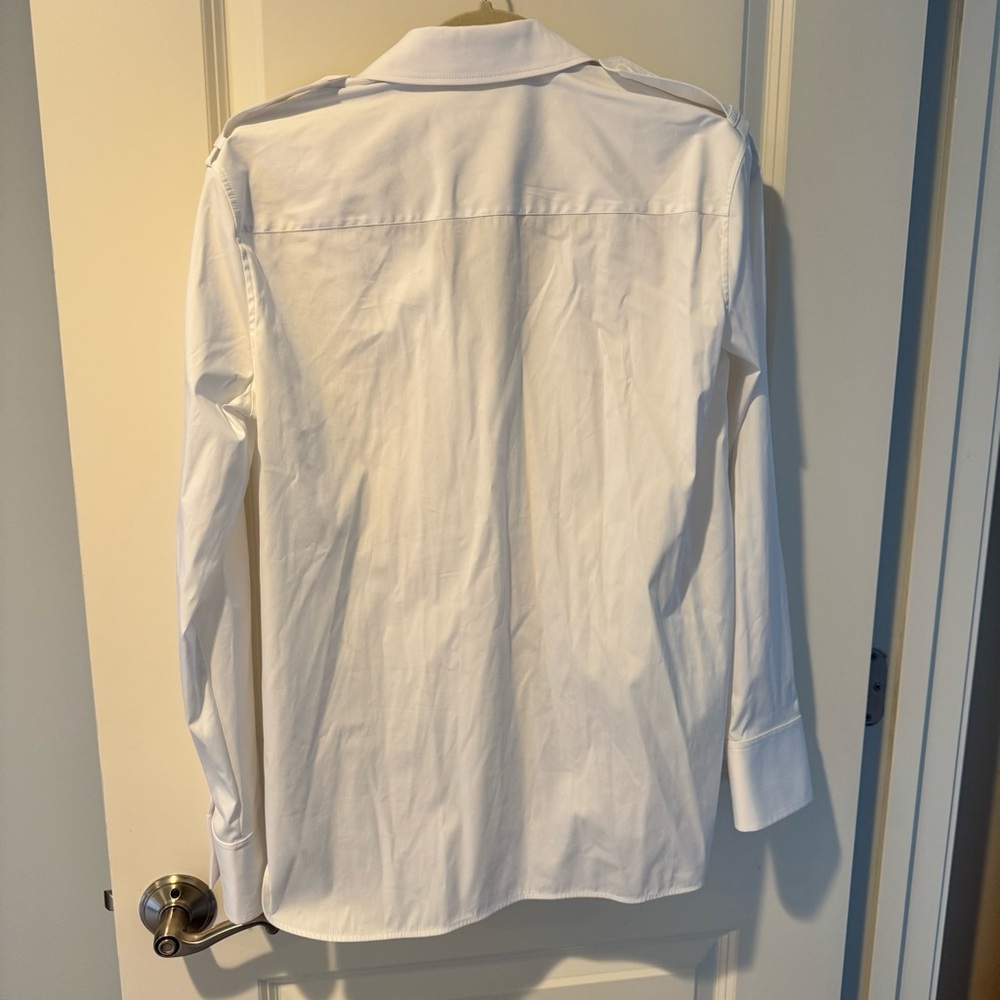 Helmut Lang Gathered Button-Front Long Sleeve Knot White Shirt | S - Picture 8 of 8